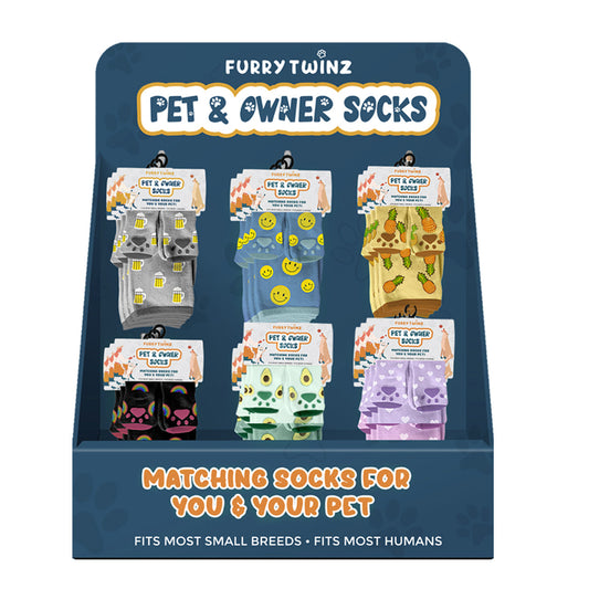 24-PAIRS PET & OWNER SOCKS WITH FREE DISPLAY