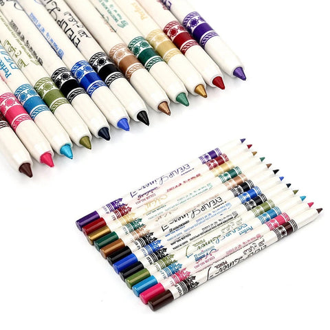 Professional Vivid Multi-Color Eye and Lip Liner Pencil Set (12 or 24-Pack)