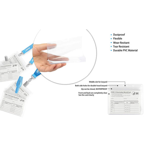 5-Pack: Waterproof Clear Sleeve CDC Vaccination Card Immunization Record Holder
