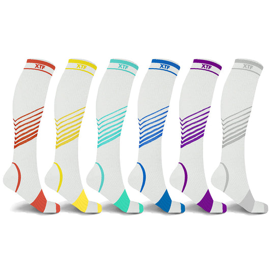 Ultra V-Striped White Edition Compression Socks - 6 ASST COLORS