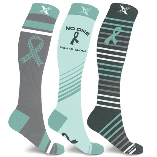 Ovarian Cancer Awareness Compression Socks - 3 ASST STYLES
