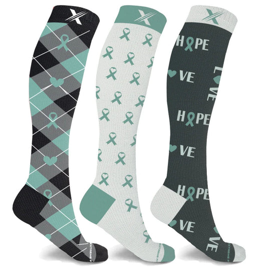 Ovarian Cancer Awareness Compression Socks - 3 ASST STYLES