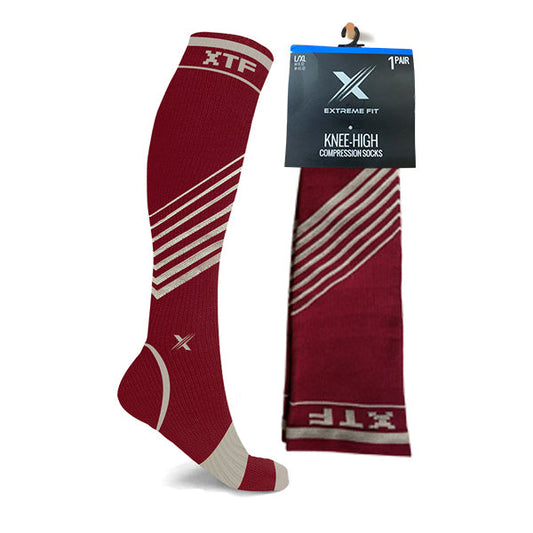 V-STRIPED KNEE-HIGH COMPRESSION SOCKS