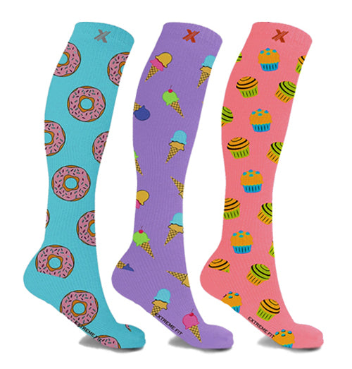 SWEET TOOTH KNEE-HIGH COMPRESSION SOCKS - 3 ASST STYLES
