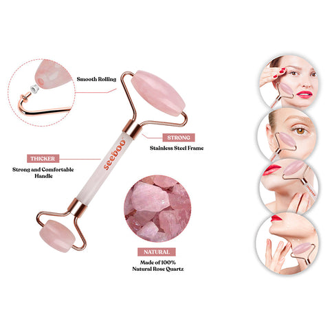 ROSE QUARTZ FACE ROLLER & GUA SHA TOOL