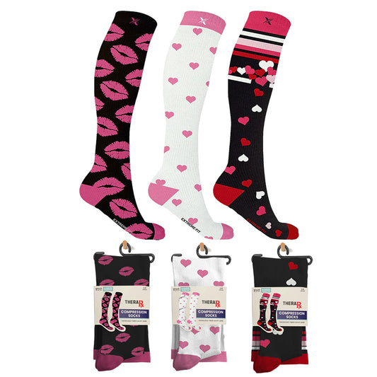 Heart & Kisses Compression Socks - 3 ASST STYLES