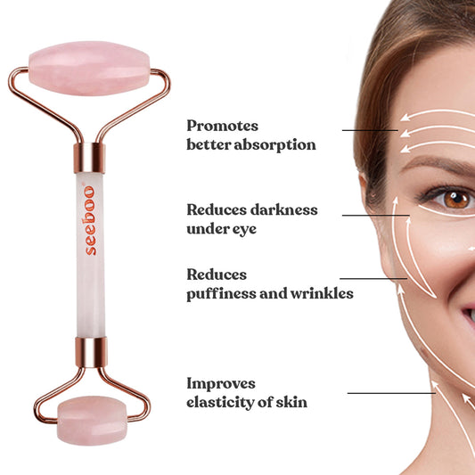 ROSE QUARTZ FACE ROLLER & GUA SHA TOOL