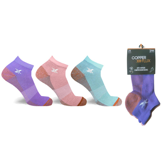 COPPER-INFUSED ANKLE SOCKS (3-PAIRS PACKED TOGETHER)