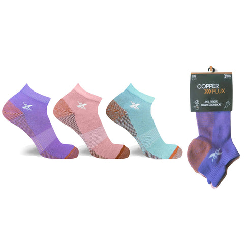 COPPER-INFUSED ANKLE SOCKS (3-PAIRS PACKED TOGETHER)