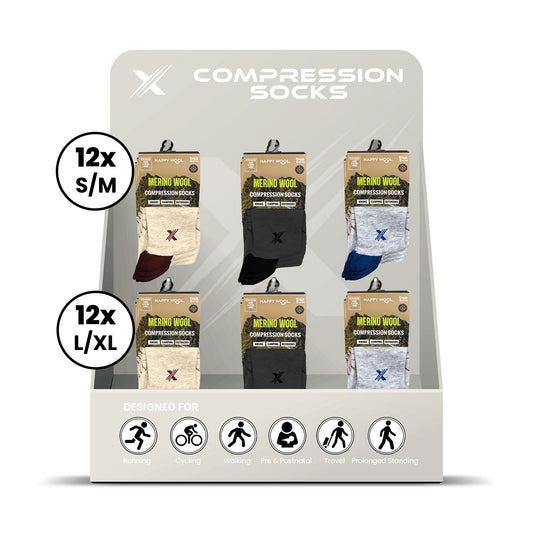 24-PAIRS MERINO WOOL SOCKS WITH FREE DISPLAY
