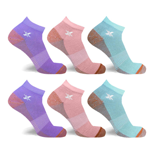 COPPER-INFUSED ANKLE SOCKS (3-PAIRS PACKED TOGETHER)(ASSORTED COLORS)