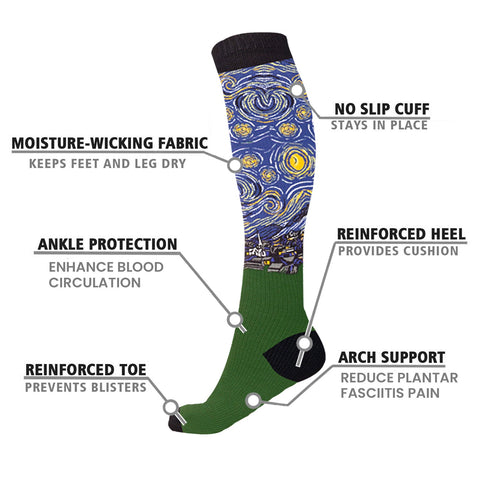 Famous Art Paintings Compression Socks - 3 PAIRS PACKED TOGETHER