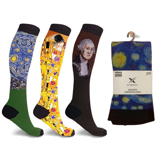 Famous Art Paintings Compression Socks - 3 PAIRS PACKED TOGETHER