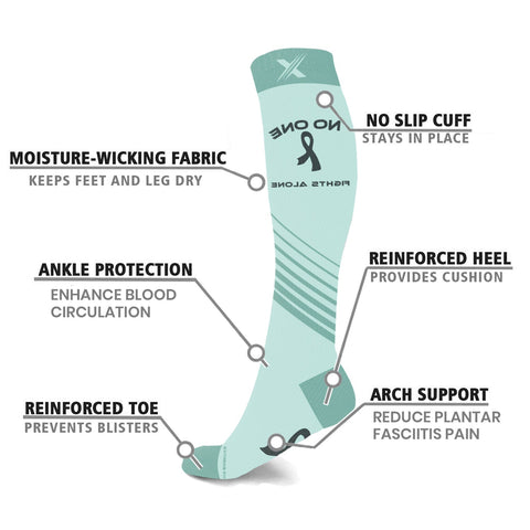 Ovarian Cancer Awareness Compression Socks - 3 ASST STYLES
