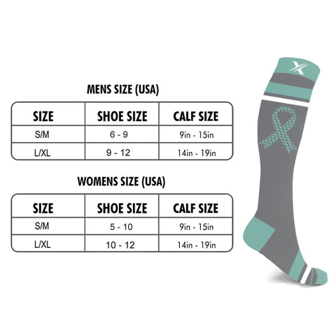 Ovarian Cancer Awareness Compression Socks - 3 ASST STYLES