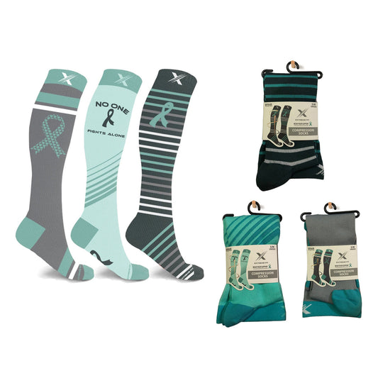 Ovarian Cancer Awareness Compression Socks - 3 ASST STYLES