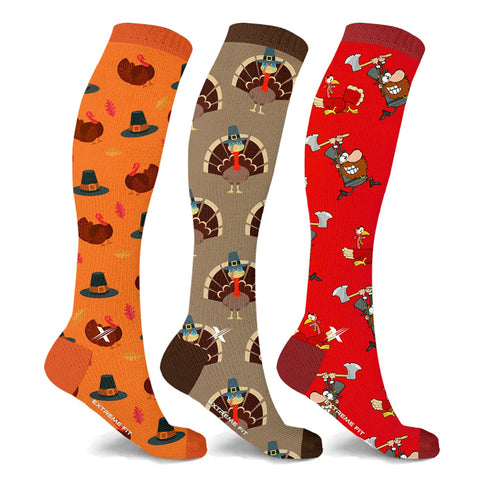 Thanksgiving Knee High Compression Socks - 3 ASST STYLES