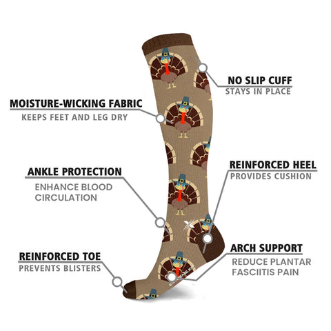 Thanksgiving Knee High Compression Socks - 3 ASST STYLES