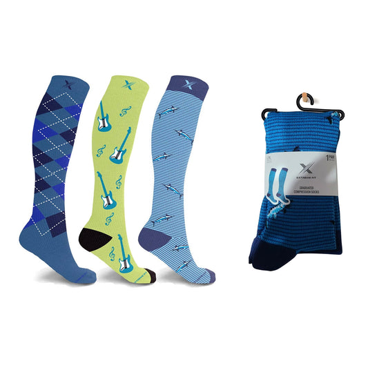Men's Knee-High Compression Socks Collection - 3 ASST STYLES