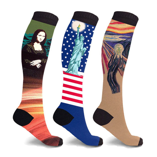 Famous Art Paintings Compression Socks - 3 PAIRS PACKED TOGETHER