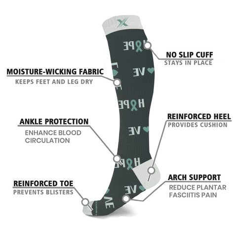 Ovarian Cancer Awareness Compression Socks - 3 ASST STYLES