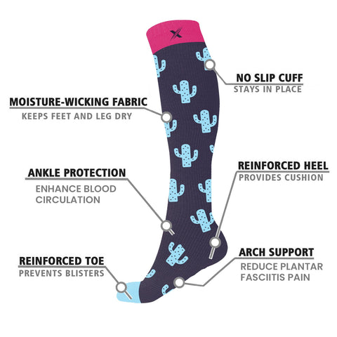 Unisex Fun Pattern Knee High Compression Socks (3-Pairs)