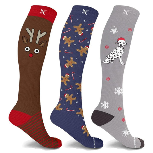 Holiday Fun Knee High Compression Socks - 3 ASST STYLES