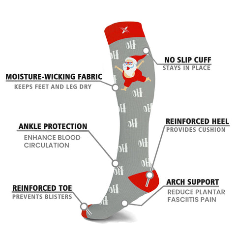 Holiday Fun Knee High Compression Socks - 3 ASST STYLES