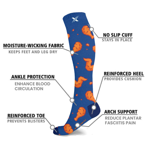 Food Lovers Paradise Pain Relief  Compression Socks - 3 ASST STYLES