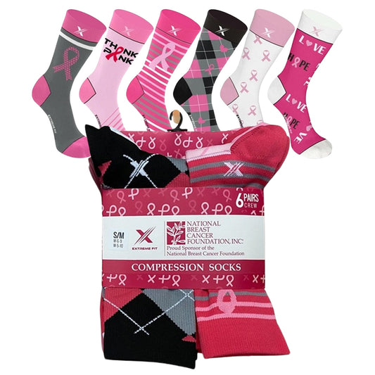BCA CREW LENGTH COMPRESSION SOCKS - 6 PAIRS PACKED TOGETHER