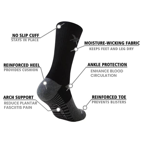 6-Pairs: Dri-tech Everyday Wear Crew Length Socks - Black