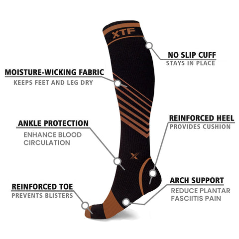 Copper-Infused V-Striped Knee-High Compression Socks