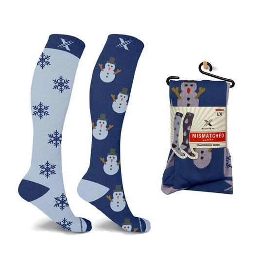 MISMATCHED SNOWMAN COMPRESSION SOCKS