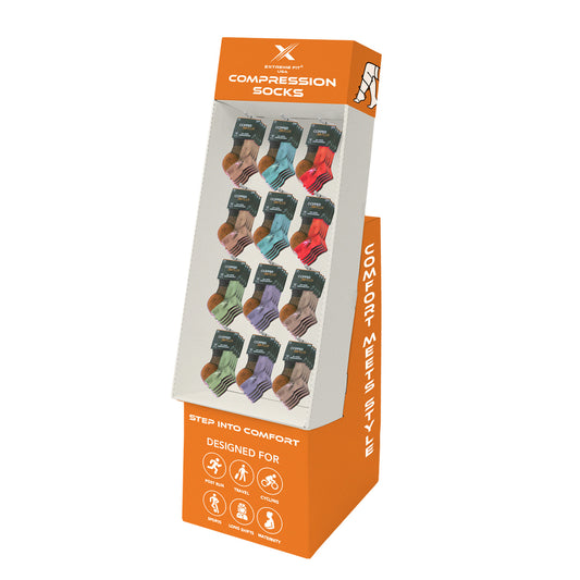 48-PAIRS ANKLE COMPRESSION SOCKS WITH FREE DISPLAY