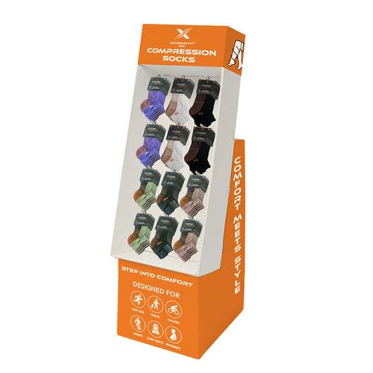 48-PAIRS ANKLE COMPRESSION SOCKS WITH FREE DISPLAY