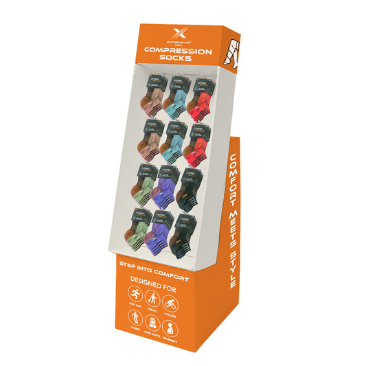 48-PAIRS ANKLE COMPRESSION SOCKS WITH FREE DISPLAY