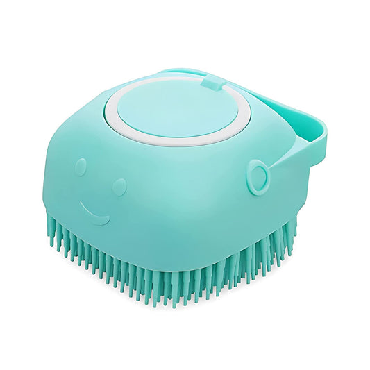 Soft Dog Cat Pet Bath Scrubber Massager Brush with Shampoo dispenser