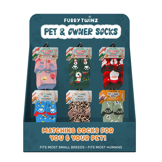 24-PAIRS PET & OWNER SOCKS WITH FREE DISPLAY