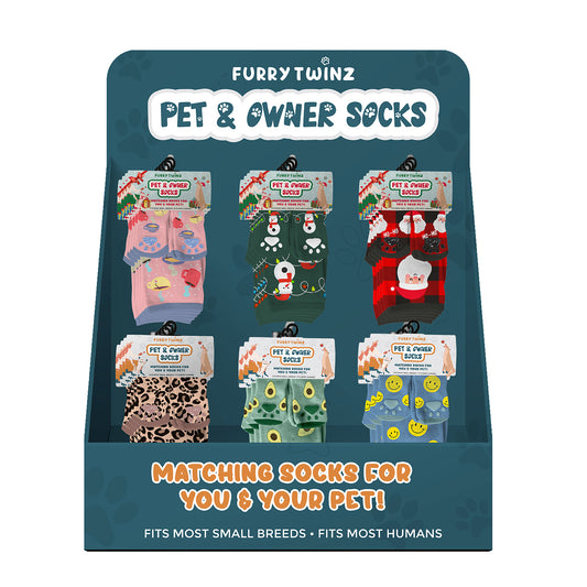 24-PAIRS PET & OWNER SOCKS WITH FREE DISPLAY