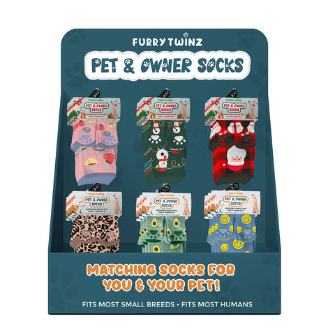 24-PAIRS PET & OWNER SOCKS WITH FREE DISPLAY