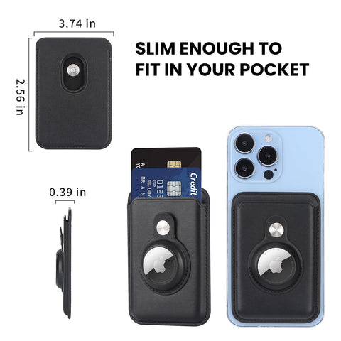 RFID BLOCKING SNAP-ON MAGSAFE MAGNETIC CARD WALLET HOLDER ORGANIZER WITH BUILT-IN AIRTAG POCKET