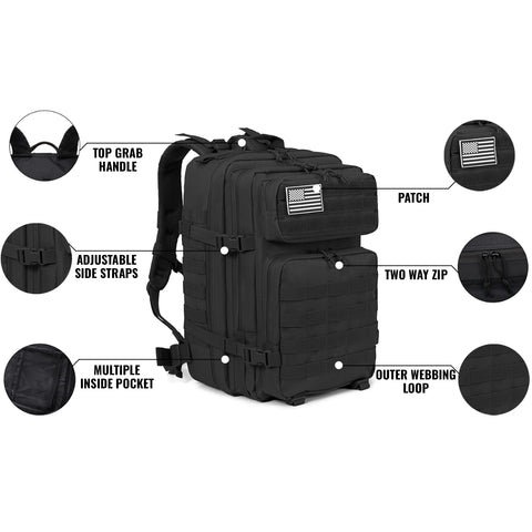 Large Military Army Tactical Backpack Molle Bag Bug Out Bag Hiking Trekking