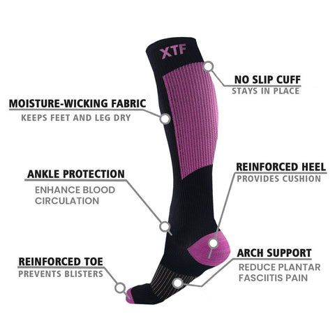 COPPER-INFUSED COMPRESSION SOCKS - PURPLE