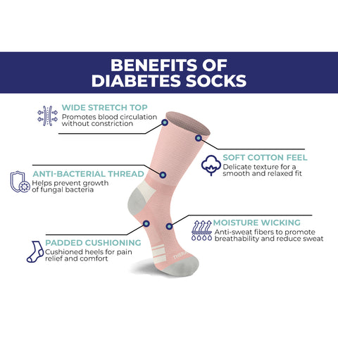 2-Paris: Non-Binding Loose Fit Cotton Diabetic Crew Socks