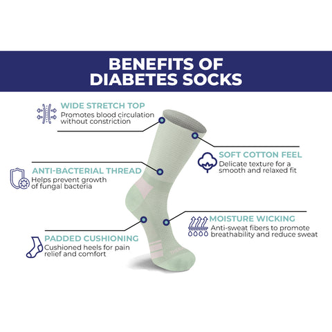 2-Paris: Non-Binding Loose Fit Cotton Diabetic Crew Socks