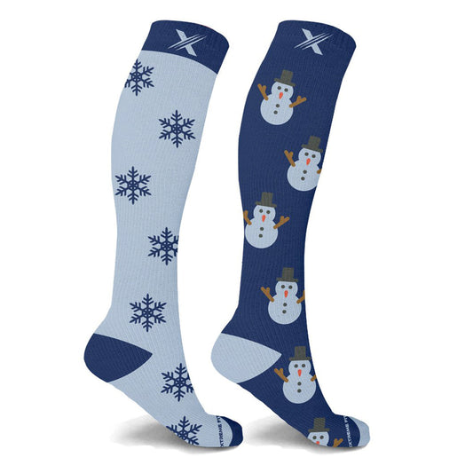 MISMATCHED SNOWMAN COMPRESSION SOCKS