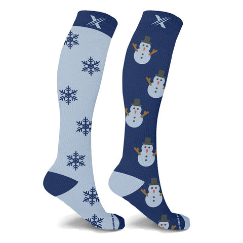 MISMATCHED SNOWMAN COMPRESSION SOCKS