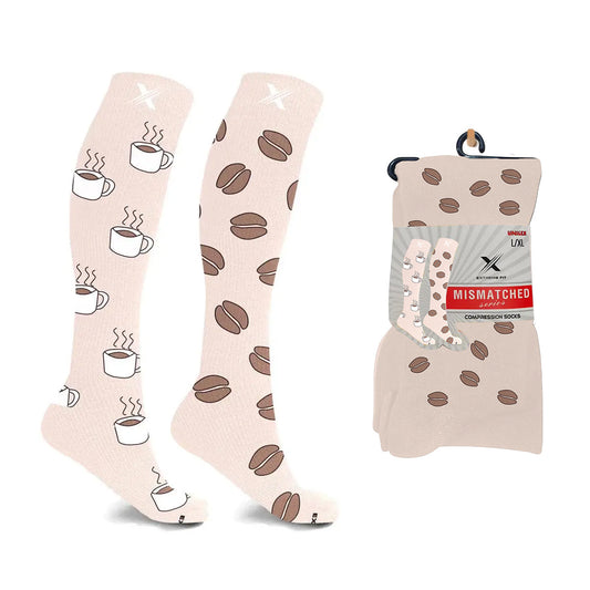 MISMATCHED COFFEE COMPRESSION SOCKS