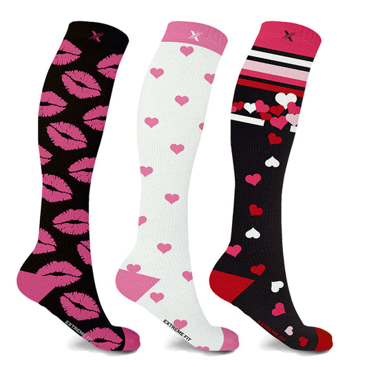 Heart & Kisses Compression Socks - 3 ASST STYLES